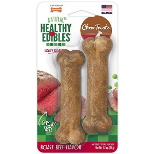 Nylabone Healthy Edibles Wholesome Roast Beef Flavor Dog Chews - Petite(2 Pack) - 1 of 3