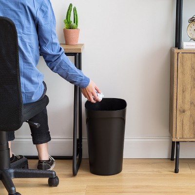 Black 6 Gallon Plastic Wastebasket Set with Handles