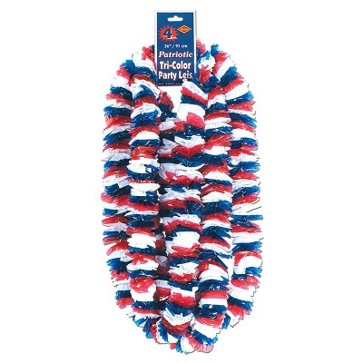 Beistle 2" x 36" Soft-Twist Patriotic Poly Lei Red/White/Blue 100/Pack 66366-100