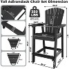 Outdoor Poly Barstools with Connecting Tray, Bar Chairs for Deck, Balcony, Backyard, Patio Bar Stool Chair with High Back Weather Resistant Set of 2 - 2 of 4