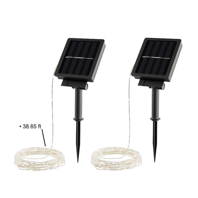 Nature Spring Solar-Powered Outdoor LED String Lights With 8 Modes - Warm White, 2-Pack, 2 of 8