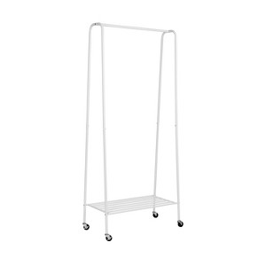 Honey-Can-Do Rolling Steel Garment Rack Matte White: Closet Clothes Hanging Rack, Fixed Rod, Metal Frame, 70 lb Capacity - 1 of 4