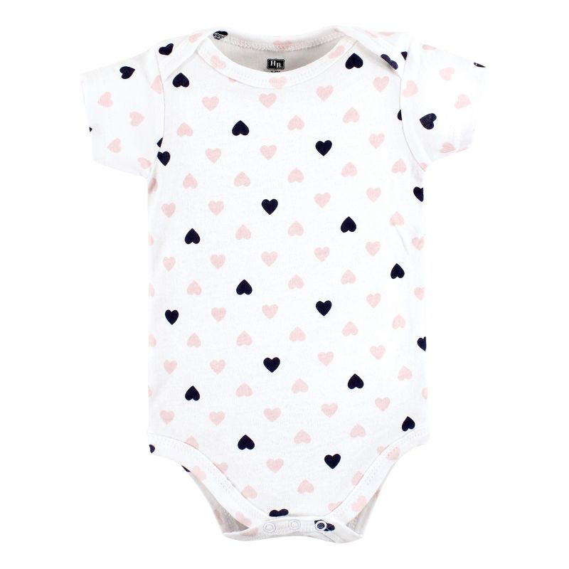 Hudson Baby Infant Girl Cotton Bodysuits, Girl Daddy Pink Navy 3Pk, 4 of 6