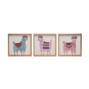 Transpac MDF Llama Block Decor Set of 3 Spring Home Decorations - 1 of 1