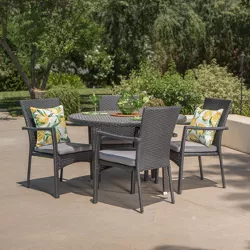 Mussel Rock 5pc Wicker Dining Set - Gray - Christopher Knight Home