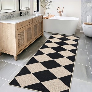 Nasitip Checkered Diamond Pattern Area Rug for Living Room Hallway Bedroom Bedside,Washable,Non-Slip Backing - 1 of 4