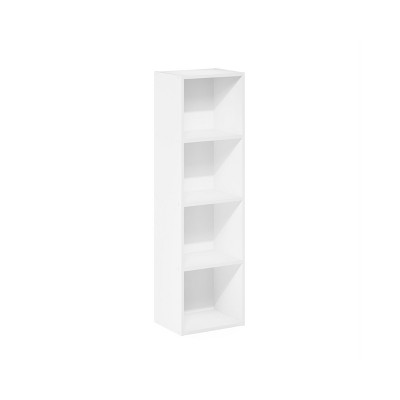 HOMLUX 4-Tier Bookcase with 4 Open Cubbies Storage Shelf Display Organizer, White