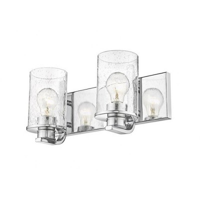 Beckett Contemporary Chrome 2-Light Vanity with Clear Seedy Glass