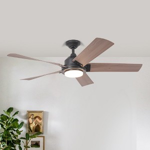 IHOMEADORE 52" Black Modern LED Ceiling Fan with Remote and Light - 1 of 4