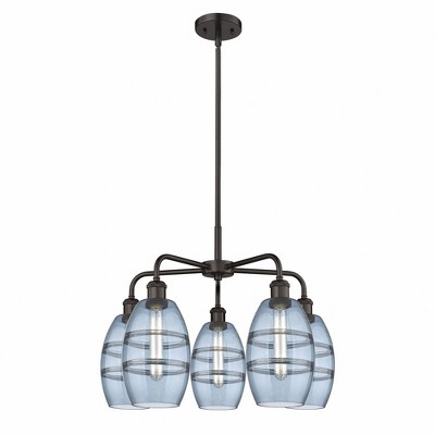 Vaz - 5 Light Stem Hung Chandelier In Industrial Style-13.63 Inches Tall and 23.88 Inches Wide