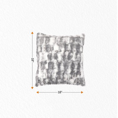 Marble Gray Faux Fur Square Throw Pillow Set