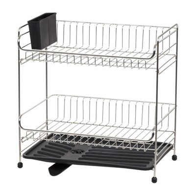 Mdesign Steel Dish Drying Rack/drainer Storage, Set Of 2, Black/dark Gray :  Target