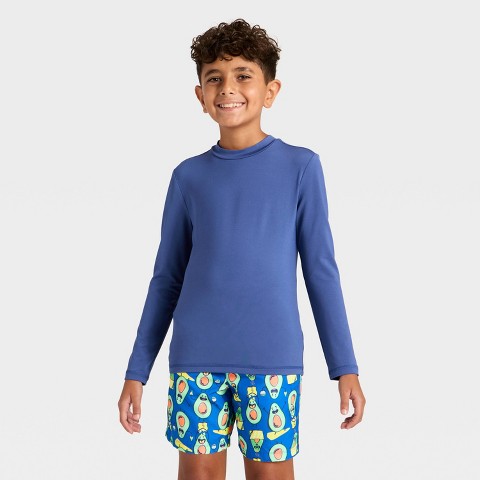 Cat & Jack Boys' Long Sleeve Rash Guard Top - Cat & Jack™ White L