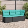 vidaXL Patio Sofa Armless with Cushions Outdoor Seating Black Poly Rattan Modular Design - 3 of 4