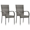 vidaXL 3 Piece Patio Dining Set Poly Rattan Gray - 2 of 4