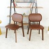 Vynxaria Brown Vegan Leather Dining Chairs - Set of 2 for Stylish Interiors - 2 of 4