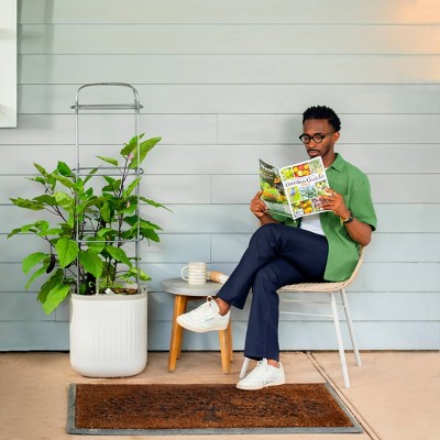 Cream White Self-Watering Indoor Outdoor Planter with Trellis
