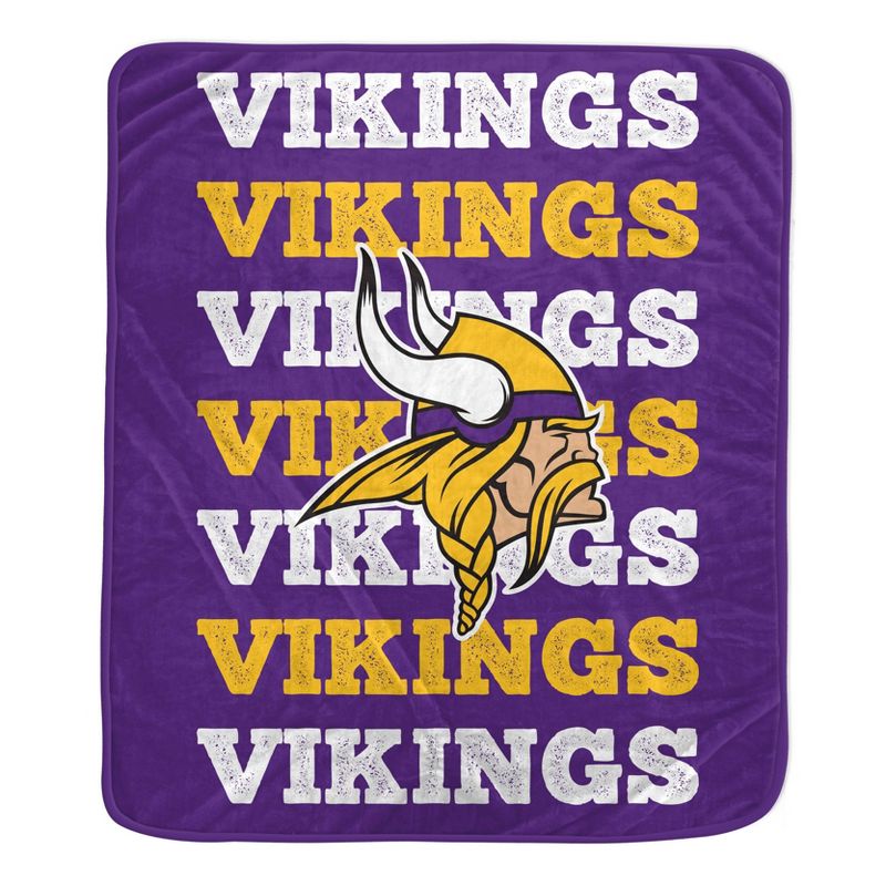 NFL Minnesota Vikings Repeat Refresh Wordmark Flannel Fleece Throw Blanket, 2 of 4