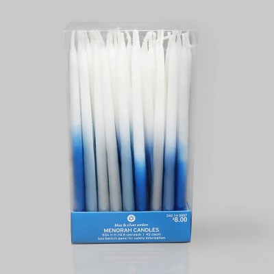 45ct 5.75" Hanukkah Menorah Candles Blue White & Silver Ombre