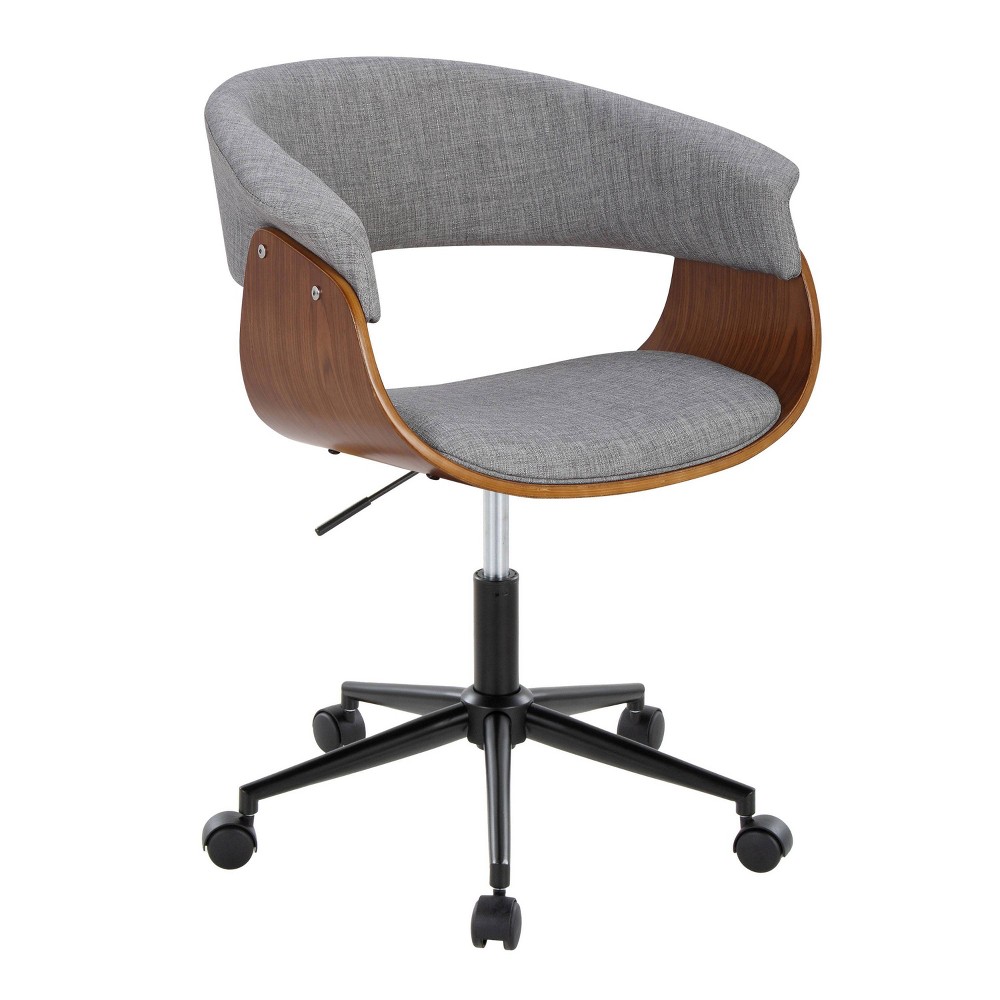 LumiSource Vintage Modern Office Chair Black Walnut Wood/Light Gray