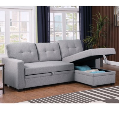 TIRAMISUBEST Linen Upholstered Sectional Sofa with Storage Chaise – Modern Gray Tufted Design for Compact to Medium Spaces-6 Color