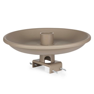 Tan Plastic Heated Birdbath with Deck Mount and Thermostat