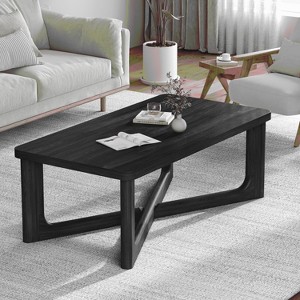MAYEERTY Mid-Century Modern Wooden Coffee Table, Black - 1 of 4