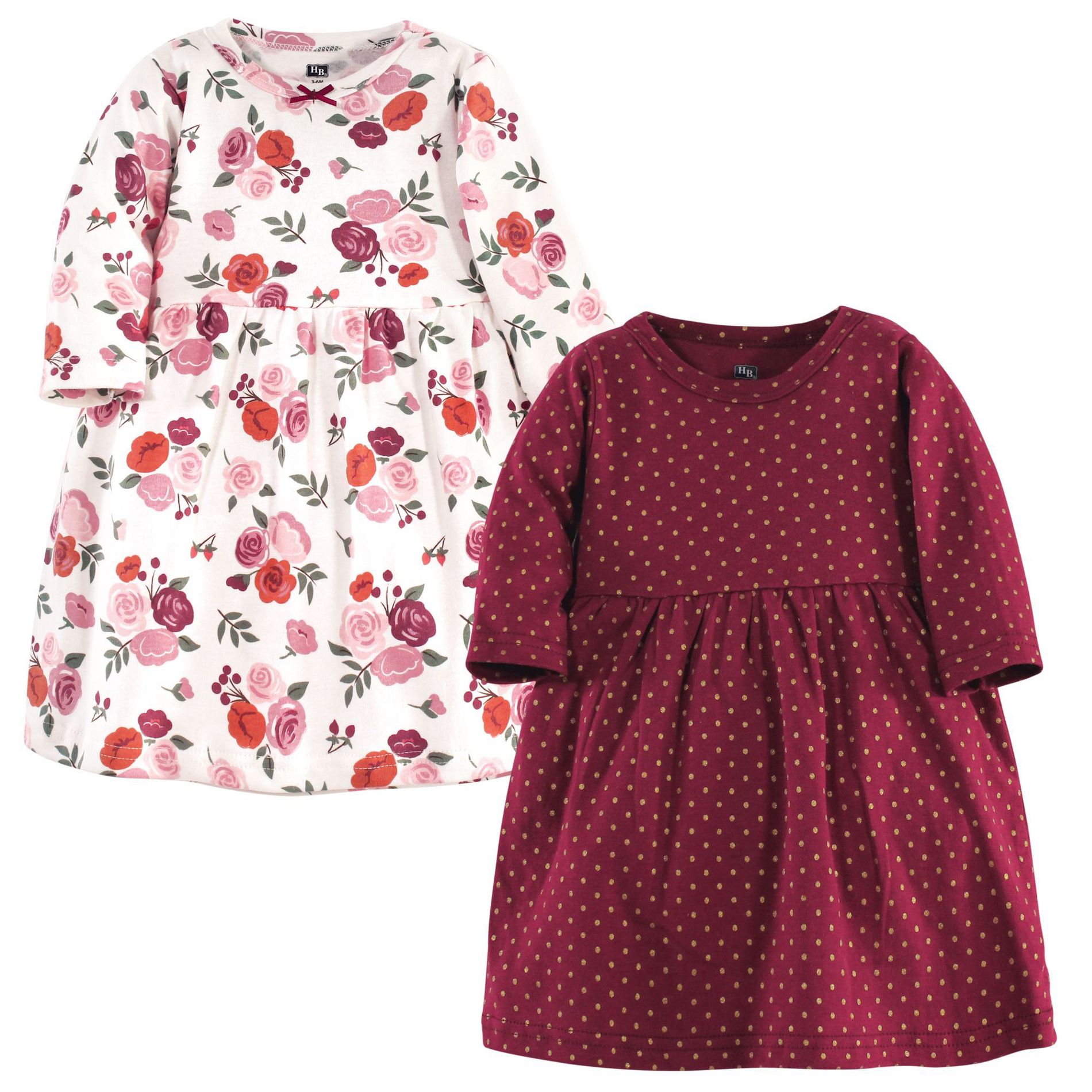 Luvable Friends Hudson Baby Long-Sleeve Dresses 2pk