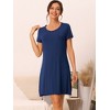 cheibear Women's Ruffle Round Neck Short Sleeve Loungewear Nightshirts - 2 of 4