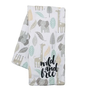 Lambs & Ivy Jungle Friends Elephant/Giraffe Safari Soft Fleece Baby Blanket - 1 of 4