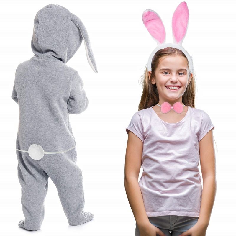 Skeleteen Girls Bunny Rabbit Costume Set - Pink and White, 3 of 6
