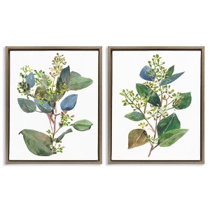 Stupell Industries Soft Eucalyptus Plant Ombre Leaves 2pc Floating Frame Art Set - 1 of 4