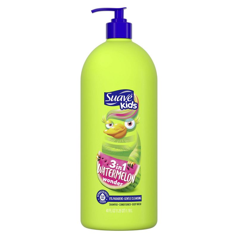Suave Kids&#39; 3-in-1 Pump Shampoo + Conditioner + Body Wash Watermelon Wonder - 40 fl oz, 3 of 9