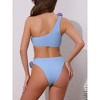 INSPIRE CHIC Women's 3D Rose Floral One Shoulder Ribbed Bikini Sets, Triangle Bottoms Swimwear Bathing Suits 1 Set - 3 of 4