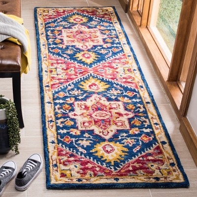 Aspen Red and Blue Hand-Tufted Wool Runner Rug