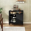 FONTOI Sideboard Buffet Cabinet with Open Shelf&2 Doors, Storage Organizer with Louver Design for Living Room, Kitchen, Black, 14"*31.9"*31.7" - 2 of 4