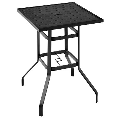 Yaheetech Outdoor Dining Bistro Table with Metal Tabletop and Umbrella Hole