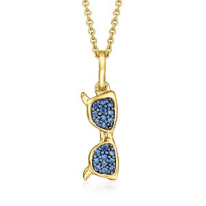 Ross-Simons 0.20 ct. t.w. Sapphire Sunglasses Pendant Necklace in 18kt Gold Over Sterling Size 18 - 1 of 3
