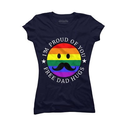 Design By Humans Free Dad Hugs Pride By KangThien T-Shirt - Navy - 2X Large