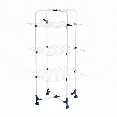 Clothes Drying Rack - 3-Tiered Laundry Station with Collapsible Shelves and Wheels for Folding, Sorting and Air Drying Garments by Hastings Home