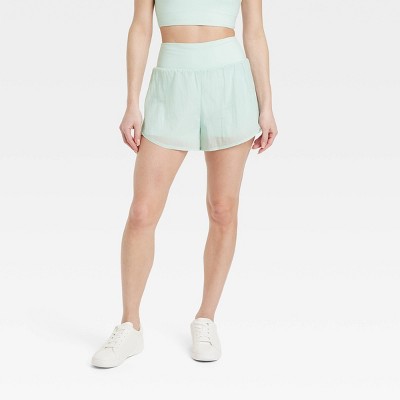 Women's Woven High-Rise 2-in-1 Run Shorts 3" - All In Motion™ Mint Green M