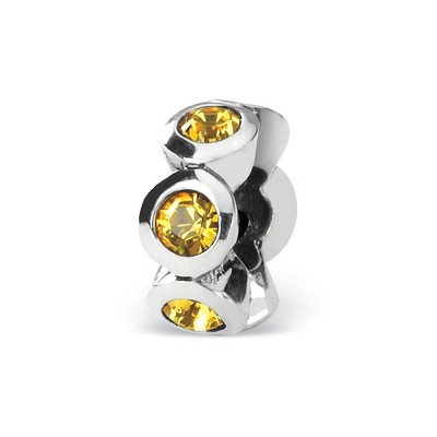 Black Bow Jewelry Sterling Silver November Crystal Birthstone, 6-Stone Bead Charm