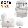 Hooseng Giant Bean Bag Chair with Ottoman for Adult, Big Bean Bag Sofa with Foam Filler, Fluffy Lazy Floor Couch for Bedroom, Living Room - 3 of 4