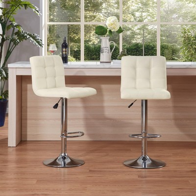 NicBex Counter Height Bar Stools Set of 2,Swivel Bar Stools with Square Cushion,Adjustable Height Foot Stool for Living Room,Kitchen,Cafe