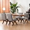 YOUNIKE Modern Upholstered Chair Dining Room Armless Kitchen Chairs Set of 6 Linen Fabric Chair Vanity with 4.7" Thick Cushion Wood V-Leg - 2 of 4