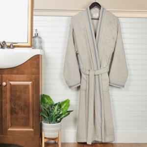 All-Season Unisex Cotton Terry Lounge Bathrobe with Embroidery by Blue Nile Mills - 1 of 4