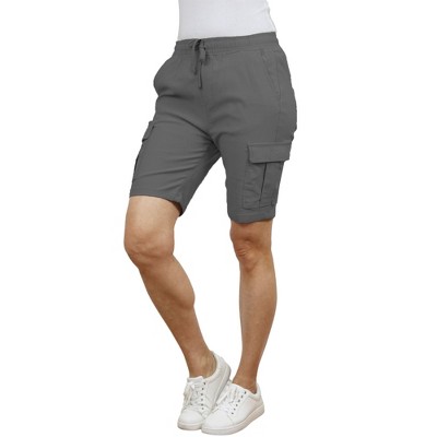 Galaxy By Harvic Women's Loose Fit Super Flex Stretch Cargo Jogger Shorts