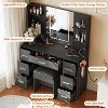 Vanity Desk with Mirror, Led Lights and Power Outlet, Makeup Vanity Table with Chair, 3 Color Light & Brightness Adjustable - 3 of 4