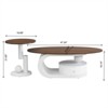 RISOKEYS Luxury Nesting Coffee Table Set of 2 - White Metal Base and Walnut Wood MDF Top, Oval and Round Table Set with Storage for Living Room - 3 of 4