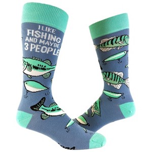 I Like Fishing and Maybe 3 People Socks Funny Hunting Fathers Day Dad Footwear - Crazy Dog Socks Gift for Dad - 1 of 4